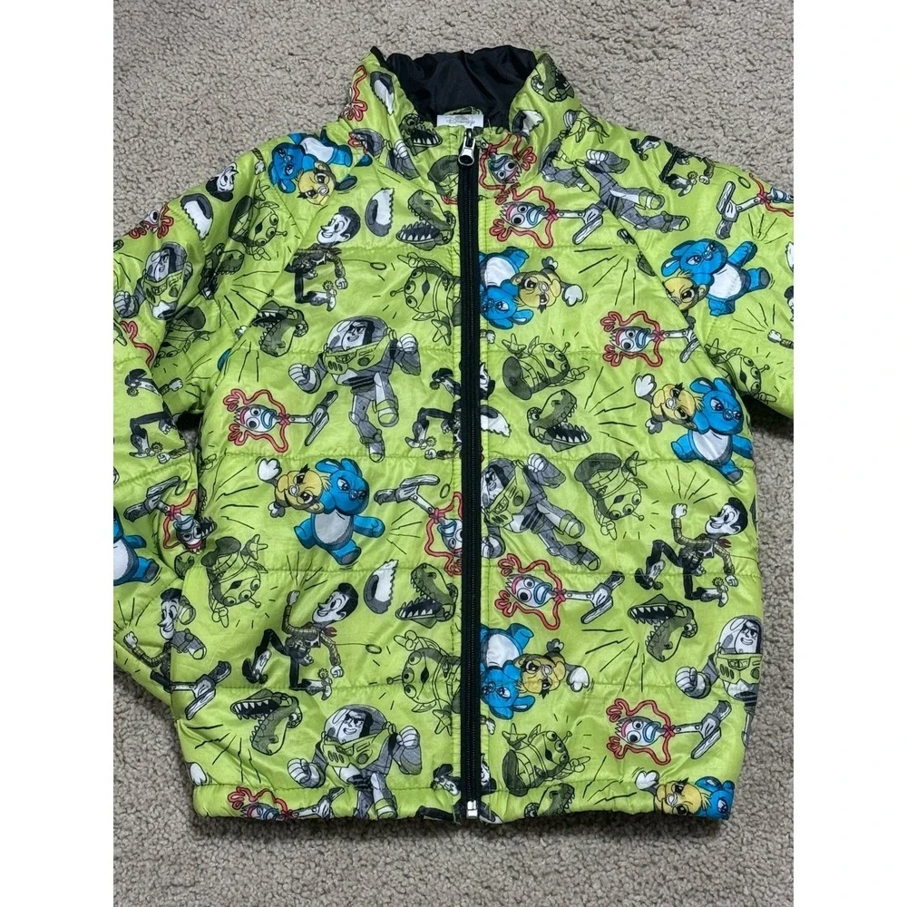 Disney Pixar Toy Story 4 Puffer Jacket Green All Over Character Print Youth 5/6